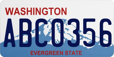 WA license plate ABC0356