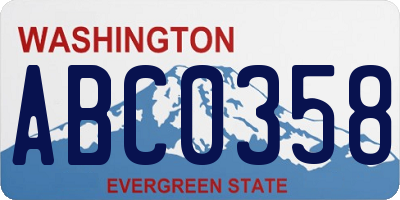 WA license plate ABC0358