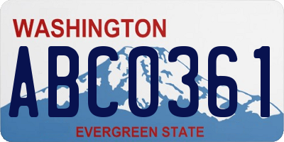 WA license plate ABC0361