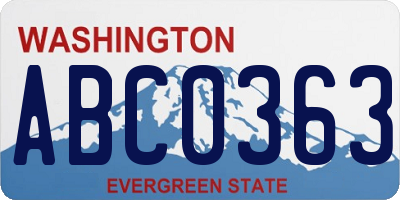WA license plate ABC0363