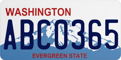 WA license plate ABC0365