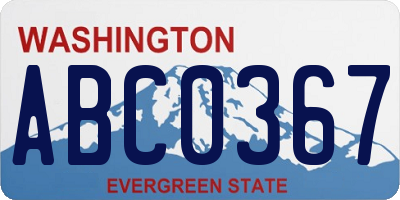 WA license plate ABC0367