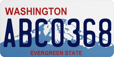 WA license plate ABC0368