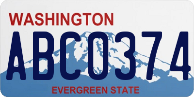WA license plate ABC0374