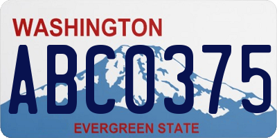 WA license plate ABC0375