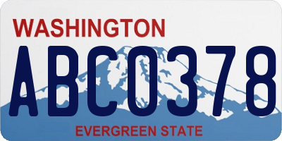 WA license plate ABC0378