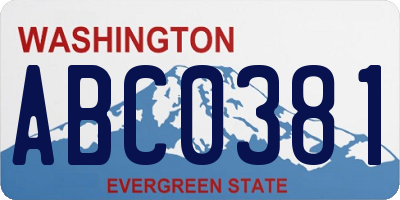 WA license plate ABC0381