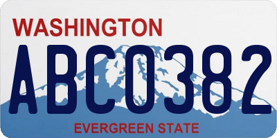 WA license plate ABC0382