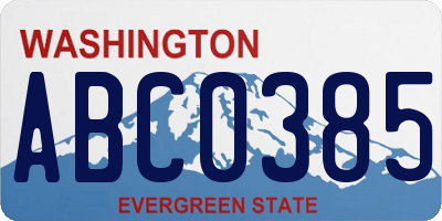 WA license plate ABC0385