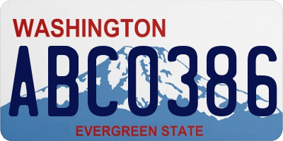 WA license plate ABC0386