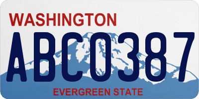 WA license plate ABC0387