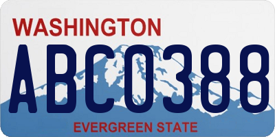 WA license plate ABC0388