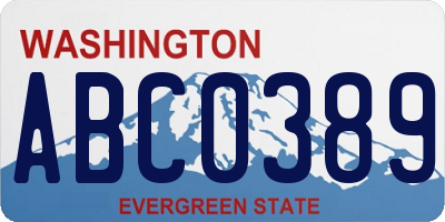 WA license plate ABC0389