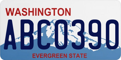 WA license plate ABC0390