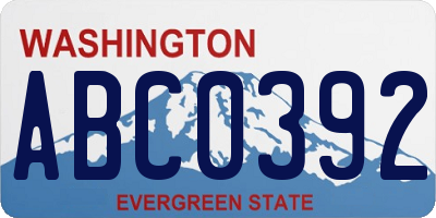 WA license plate ABC0392