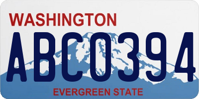 WA license plate ABC0394