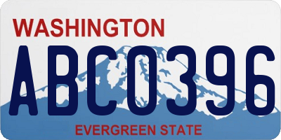 WA license plate ABC0396