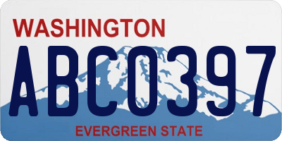 WA license plate ABC0397