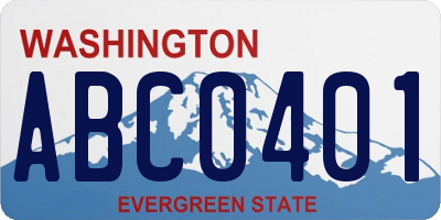 WA license plate ABC0401