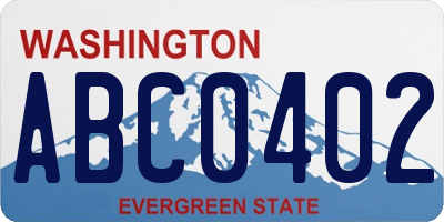 WA license plate ABC0402