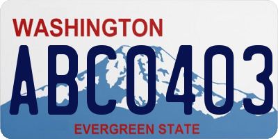 WA license plate ABC0403
