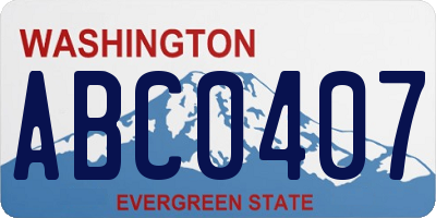 WA license plate ABC0407