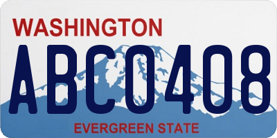 WA license plate ABC0408
