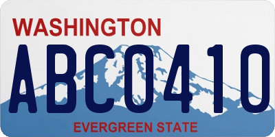 WA license plate ABC0410