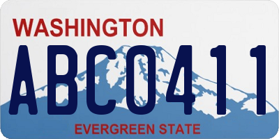 WA license plate ABC0411