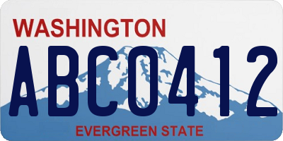 WA license plate ABC0412