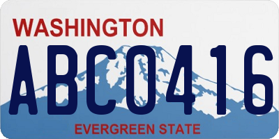 WA license plate ABC0416