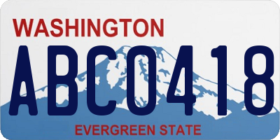 WA license plate ABC0418