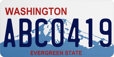 WA license plate ABC0419