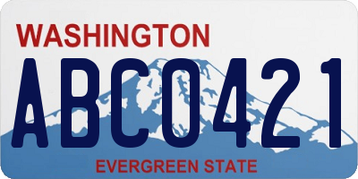 WA license plate ABC0421