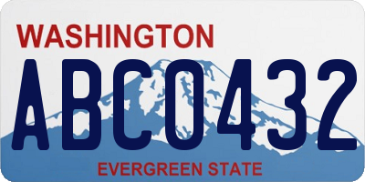 WA license plate ABC0432