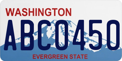 WA license plate ABC0450