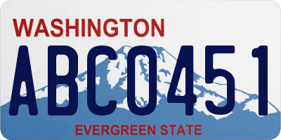 WA license plate ABC0451