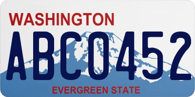 WA license plate ABC0452