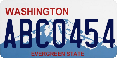 WA license plate ABC0454