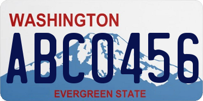 WA license plate ABC0456