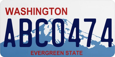 WA license plate ABC0474