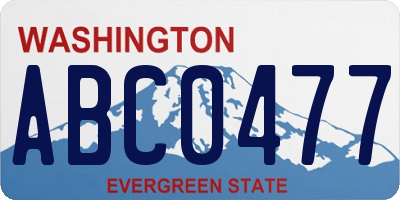 WA license plate ABC0477