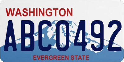 WA license plate ABC0492