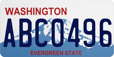 WA license plate ABC0496