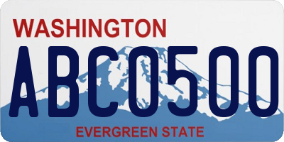 WA license plate ABC0500
