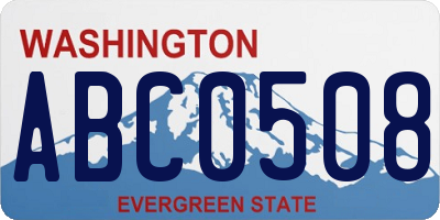 WA license plate ABC0508