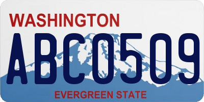 WA license plate ABC0509