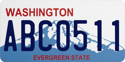 WA license plate ABC0511