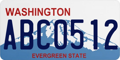 WA license plate ABC0512