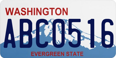 WA license plate ABC0516